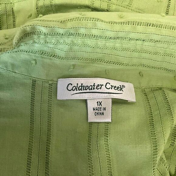Coldwater Creek Women's Size 1X Plus Pale Green Shirt Sleeve Button Down Top - Picture 10 of 12